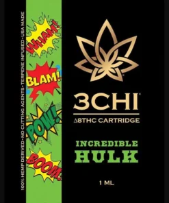 3Chi Delta 8 THC Vape Cartridge with Botanical Derived Terpenes – Incredible Hulk