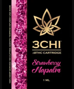 3Chi Delta 8 THC Vape Cartridge with Botanical Derived Terpenes – Strawberry Napalm
