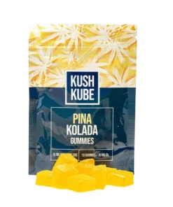 Kush Kube Delta 9 + CBD Gummies – Pina Kolada (150 mg total Delta 9 THC + 150 mg Total CBD)