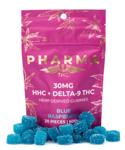 PharmaTHC HHC / Delta 9 THC Gummies – Blue Raspberry (400 mg Total HHC + 200 mg Total Delta 9 THC)