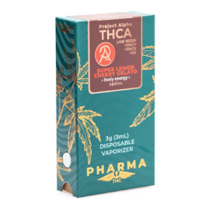 PharmaTHC Project Alpha THCA Live Resin Disposable – Super Lemon Cherry Gelato (3 gram)