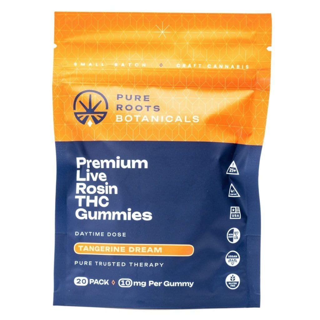 Pure Roots Botanicals THC Live Rosin Gummies – Tangerine Dream (200 mg Total Delta 9 THC) - Image 2