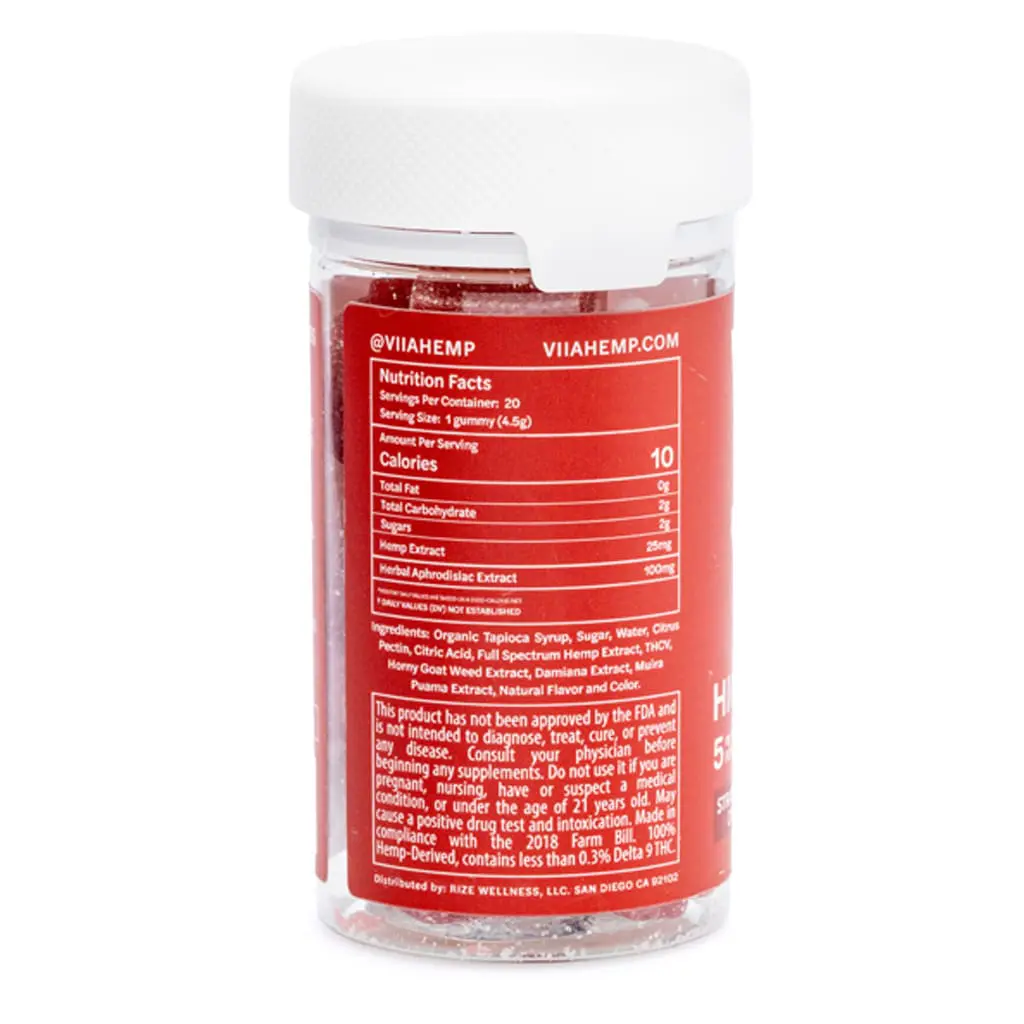 Viia Delta 9 / CBD / THCv High Love Libido Gummies – 5 mg THC - Image 3