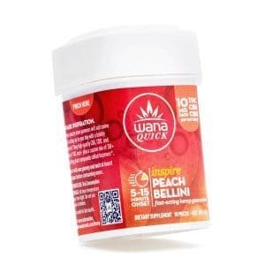 Wana Quick Inspire Gummies – Peach Bellini (300 mg Total Cannabinoids) - Image 2