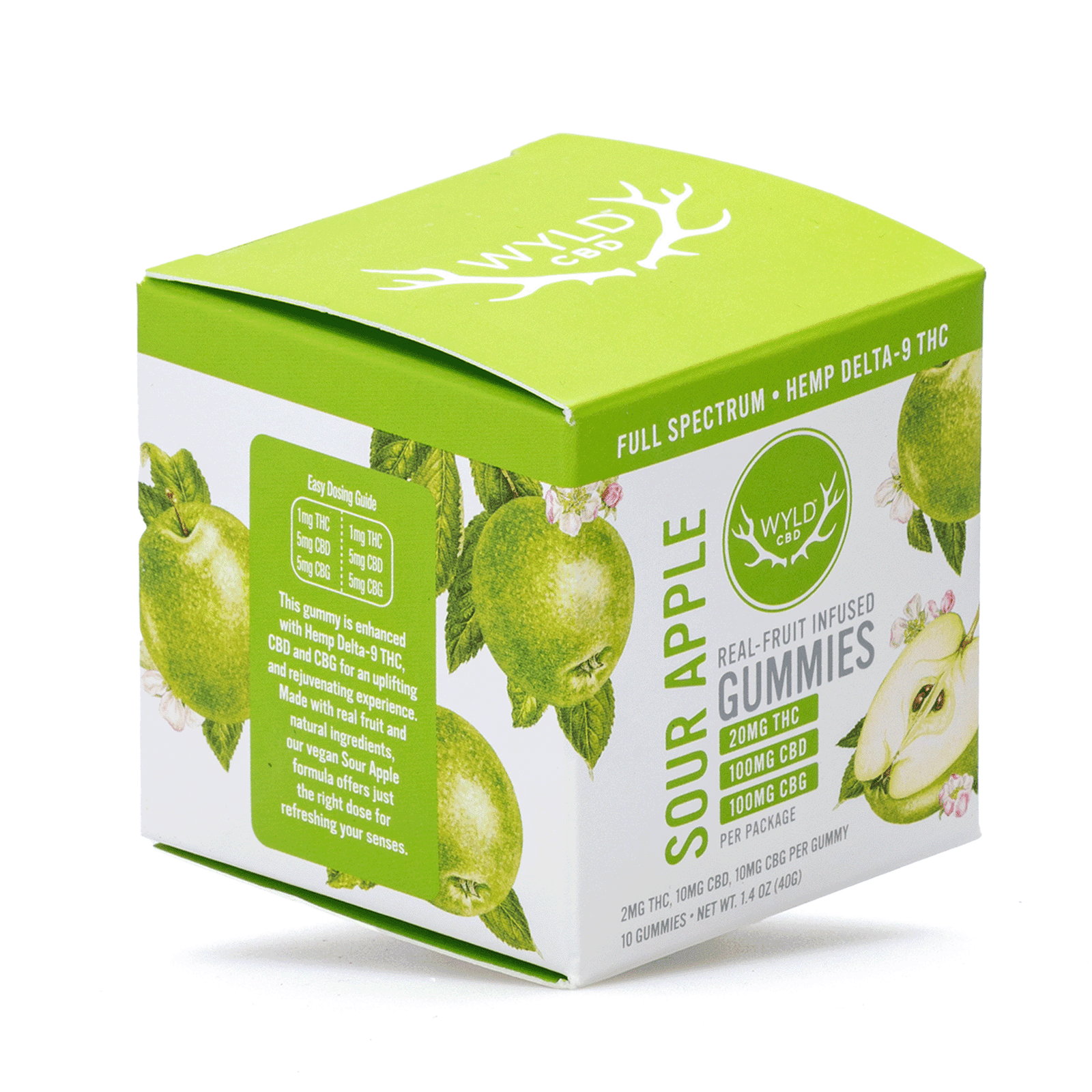 Wyld Delta 9 / CBD / CBG Low Dose Active Gummies – Sour Apple – 10 Count (220 mg Total Cannabinoids) - Image 2