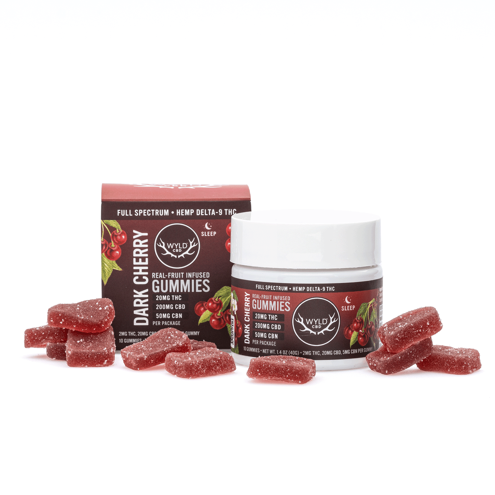 Wyld Delta 9 / CBD / CBN Low Dose Calm Gummies – Dark Cherry – 10 Count (270 mg Total Cannabinoids)